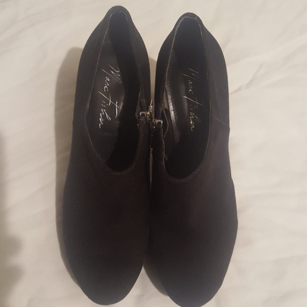 Marc Fisher Suede Black Ankle Boot Heels